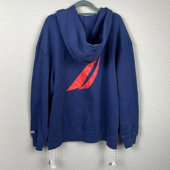 NWT Krost x Nautica Fair Winds Vented Hoodie Sweatshirt Blue Side Tie Sz L - Picture 5 of 16